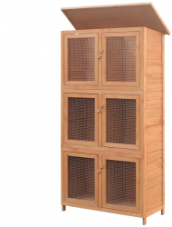 vidaXL Cusca pentru iepuri si alte animale 6 camere lemn 