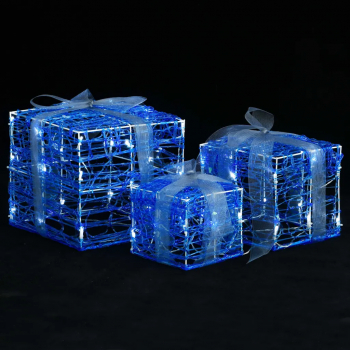 vidaXL Cutii cadou de Craciun decorative 3 buc. alb rece acril 