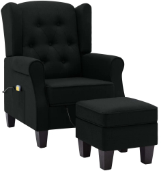 vidaXL Fotoliu de masaj cu taburet negru material textil 