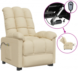 vidaXL Fotoliu de masaj electric rabatabil crem textil 
