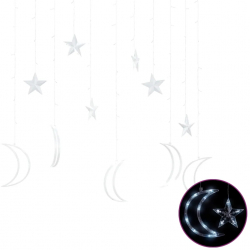 vidaXL Lumini luna si stele 138 LED-uri alb rece cu telecomanda 