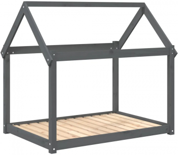 vidaXL Pat pentru caini gri 111x80x100 cm lemn masiv de pin 