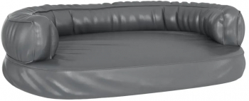 vidaXL Pat pentru caini spuma ergonomica gri 75x53 cm piele eco 