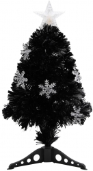 vidaXL Pom de Craciun cu LED fulgi de zapada negru 64 cm fibra optica 
