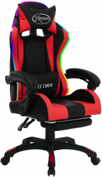 vidaXL Scaun de jocuri cu LED RGB rosu si negru piele ecologica 