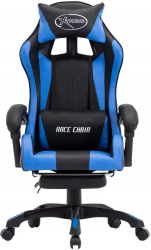 vidaXL Scaun racing suport picioare albastru/negru piele ecologica 