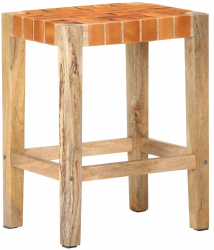 vidaXL Scaune de bar 2 buc. maro 60 cm piele naturala 
