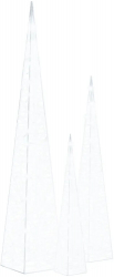 vidaXL Set conuri decorative cu LED-uri alb rece 60/90/120 cm acril 