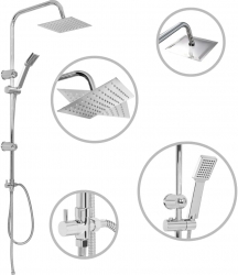 vidaXL Set de dus cu doua capete cu dus de mana otel inoxidabil 