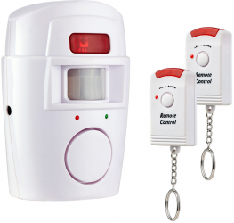Alarma cu senzor de miscare Wireless Zola® cu doua telecomenzi 105 dB raza de actiune 8 m plastic alb