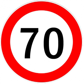 Autocolant limitator viteza 70km/h - O18cm 