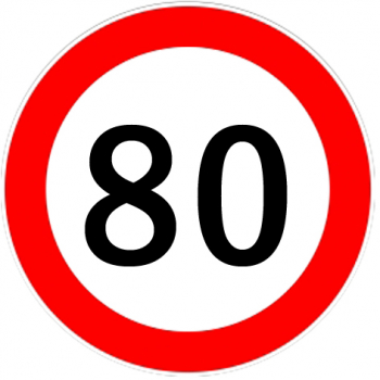 Autocolant limitator viteza 80km/h - O13cm 