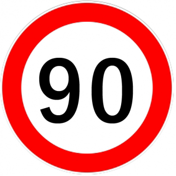 Autocolant limitator viteza 90km/h - O18cm 
