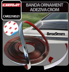 Banda ornament crom adeziva Carpoint - 8m x 9mm