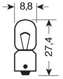 Bec 24V - T4W - 4W Pozitie soclu metal BA9s 1buc Trifa 