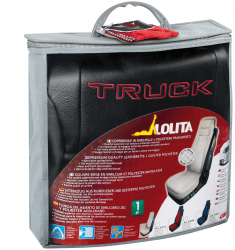 Husa scaun camion Lolita poliester/imit. piele 1buc - Negru/Rosu 