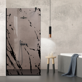 Paravan dus walk-in Aqua Roy ® Black model Rock negru sticla 8 mm bronz securizata anticalcar 70x195 cm 