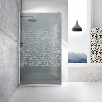 Paravan dus walk-in Aqua Roy ® INOX model Ink incolor sticla 8 mm gri securizata anticalcar 100x195 cm 