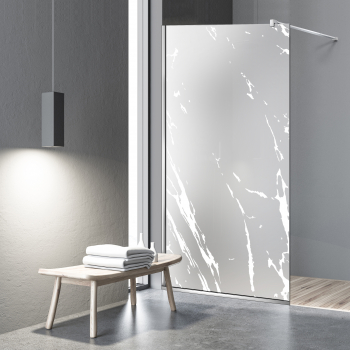 Paravan dus walk-in Aqua Roy ® INOX model Rock alb sticla 8 mm mata securizata anticalcar 80x195 cm 