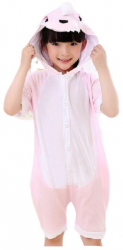 Pijama salopeta scurta pentru copii model dinozaur culoare roz KIGURUMI-11-13 ani 