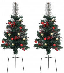 vidaXL Brazi artificiali Craciun pre-iluminati de alee 2 buc 76 cm PVC 