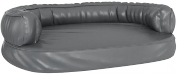 vidaXL Pat pentru caini spuma ergonomica gri 88x65 cm piele eco 