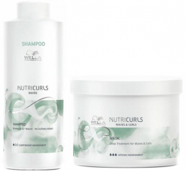 Pachet Tratament pentru Par Cret si Ondulat Wella Professionals Nutricurls Sampon 1000 ml si Masca 500 ml 