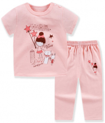 Pijama pentru copii cu pantaloni trei sferturi roz cu printesa-2-3 ani 
