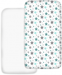 Set 2 cearceafuri din bumbac cu elastic roata pentru patut 140x70 cm Kidizi Galaxy All Mint 