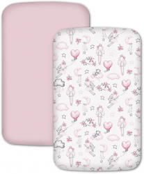 Set 2 cearceafuri din bumbac cu elastic roata pentru patut cosleeper 90x50 cm Kidizi Fairy Clouds 