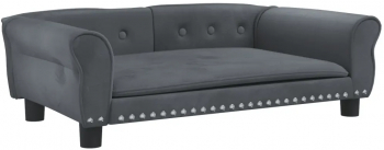 vidaXL Pat de caini gri inchis 95x55x30 cm catifea 