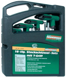 Bruder Mannesmann Set de chei cu maner in forma de T 16 piese 18190 