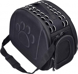 Geanta de transport animale Zola pliabila perfecta pentru pisici sau caini de talie mica negru 43x32x30 cm 