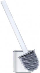 Perie de toaleta Zola® cu recipient pentru scurgerea apei peri moi din silicon si maner din plastic patrata 35x8x2cm alb 