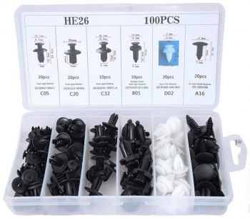 Set 100 clipsuri auto pentru fixare Zola® universale plastic alb negru