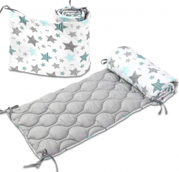 Set 2 aparatori matlasate patut 140x70 cm Kidizi All Mint Stars Deluxe inaltime 35 cm 