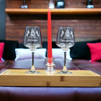 Set 2 pahare personalizate de vin 295 ml cuplu 