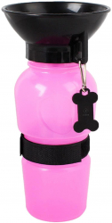 Sticla portabila pentru catei Zola® 2in1 stilca si vas pentru apa roz/negru 500 ml 