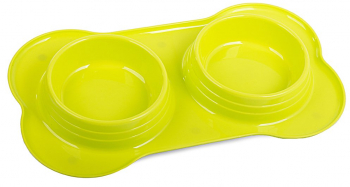 Vas dublu cu suport din plastic Zola® pentru hranire animale 0.4 l x 2 verde 
