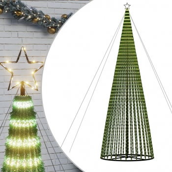 vidaXL Con de lumina brad de Craciun 1544 LED-uri alb cald 500 cm 