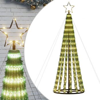 vidaXL Con de lumina brad de Craciun cu 275 LED-uri alb cald 180 cm 