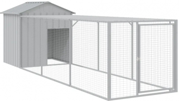 vidaXL Cotet pui cu incinta gri deschis 117x405x123 cm otel galvanizat 