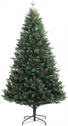 vidaXL Pom de Craciun artificial cu balamale and fructe rosii 180 cm
