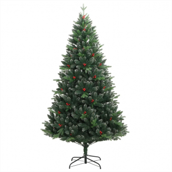 vidaXL Pom de Craciun artificial cu balamale and fructe rosii 210 cm 