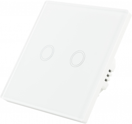 Intrerupator dublu cu touch Brius&trade cu nul sticla securizata ignifug indicator LED noapte/zi rezistent la zgarieturi si anti-ampre