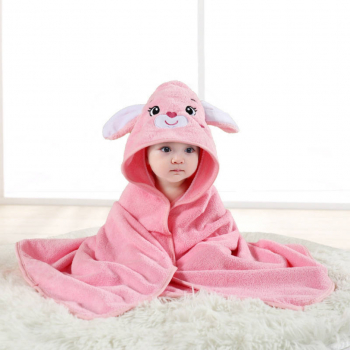 Prosop de baie pentru bebelusi cu gluga absorbant iepuras 80 x 80 cm KinderWelt Rabbit 