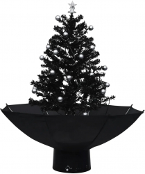 vidaXL Brad de Craciun cu ninsoare si baza umbrela negru 75 cm PVC 