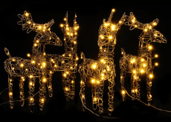 vidaXL Decoratiune Craciun reni 4 buc. 160 LED-uri albe calde ratan 