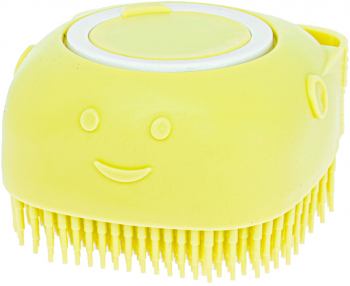 Perie de spalat caini si pisici Zola® cu rezervor pentru sampon din silicon galbena 