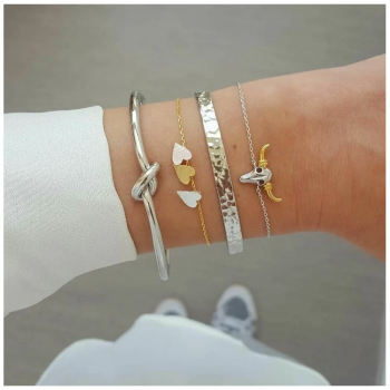 Set 4 bratari stil Boho argintii si aurii 